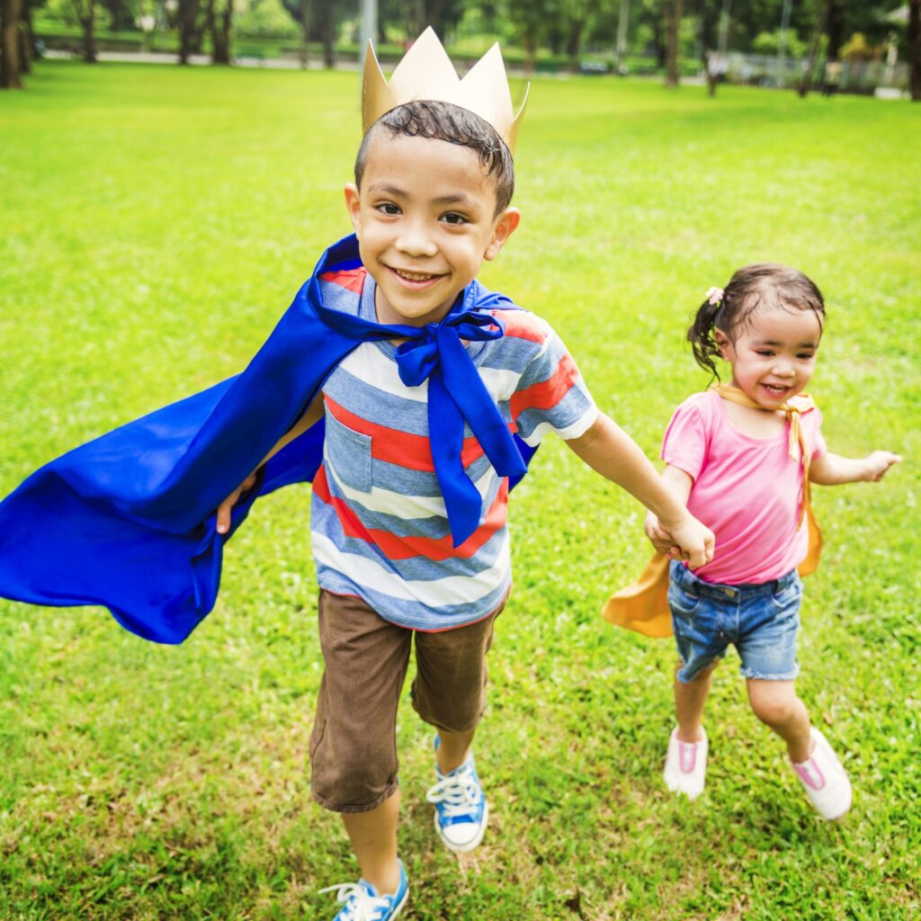 Brother Sister Elementary Childhood Kid Playful Concept